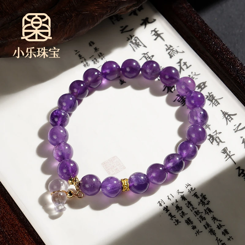 原创简约百搭单圈天然紫水晶手串葫芦福禄手链多样性发一-9828-1