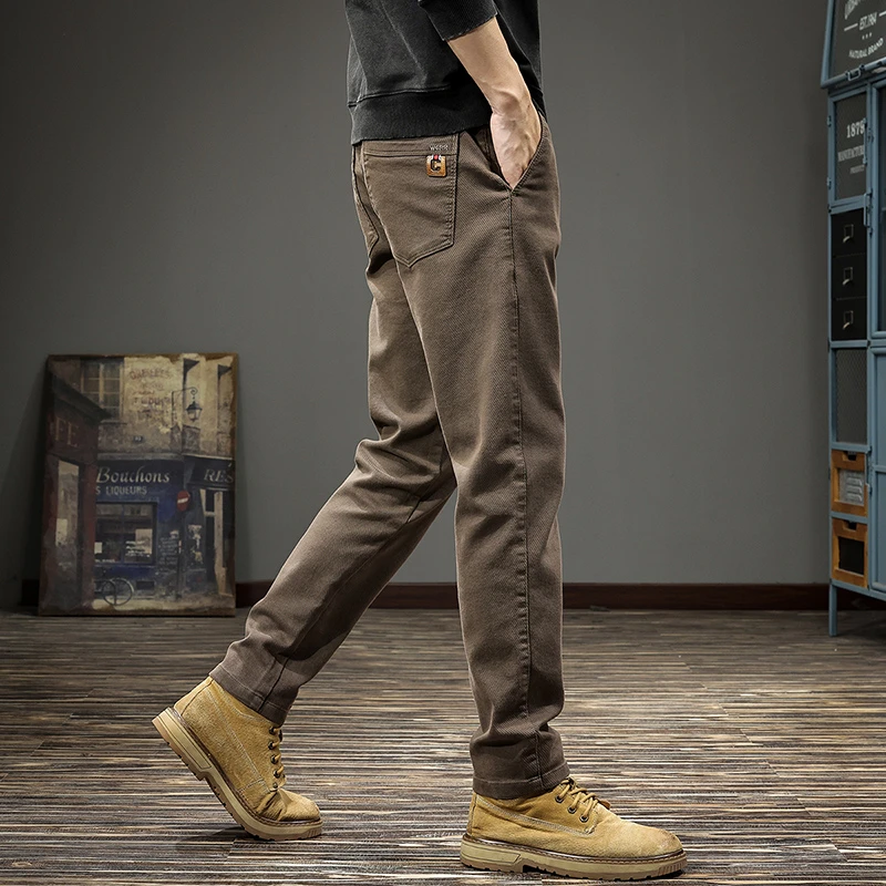 AMITADEK2025新款春季男休闲裤美式修身春秋工装直筒商务小西裤
