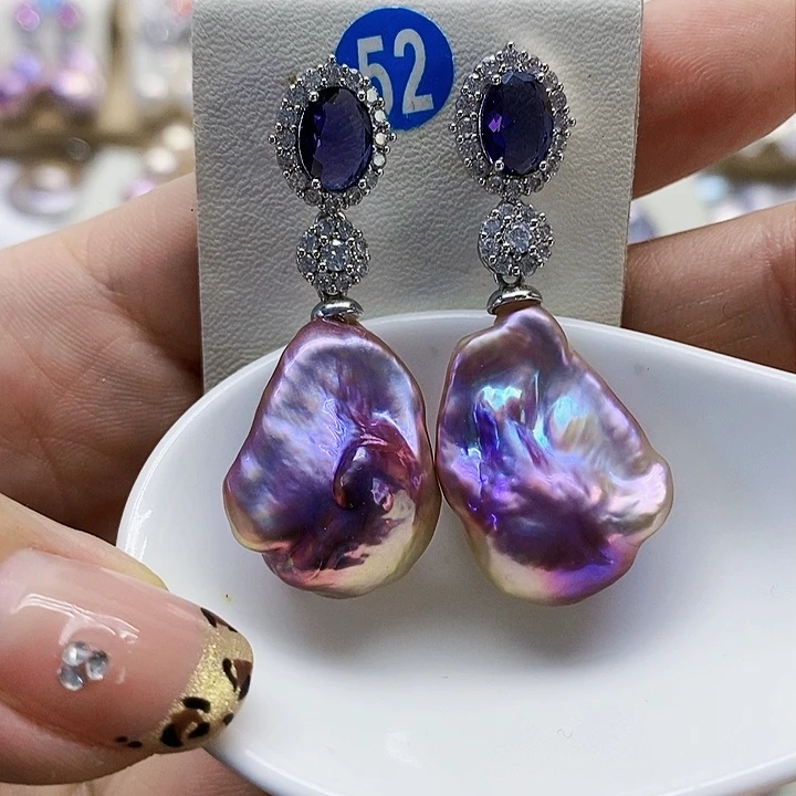 银S925镶嵌耳饰淡水珍珠