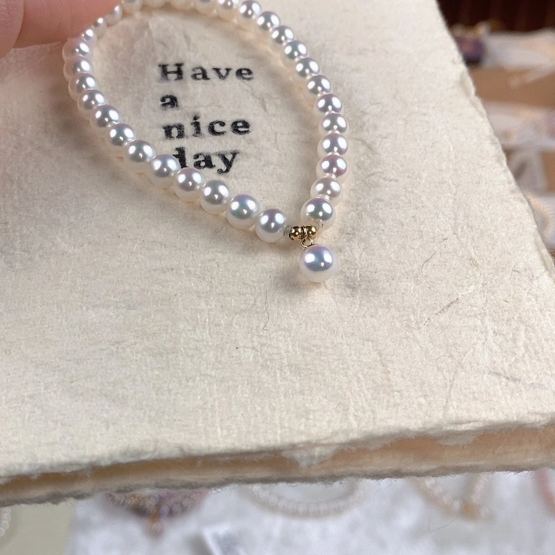 18K金镶嵌淡水珍珠手绳