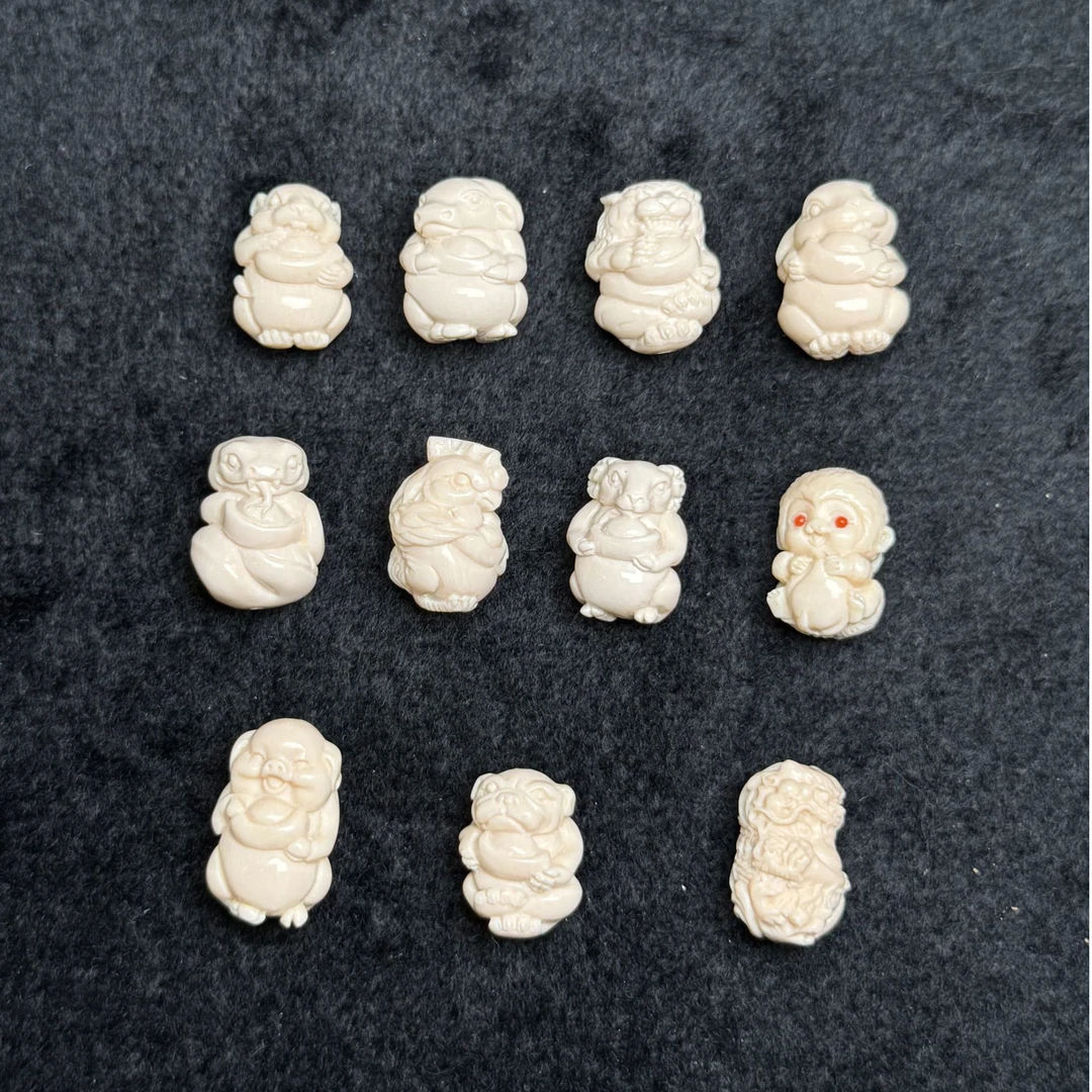 【熊总夫妇】猛犸牙十二生肖雕刻吊坠（多样性发一件）