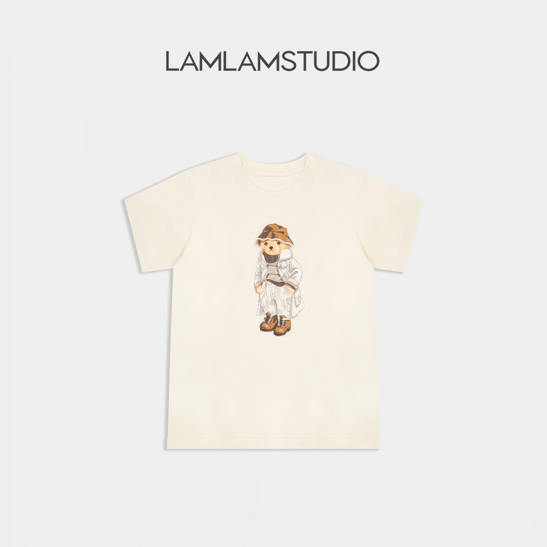 “童趣 life”休闲纯棉舒适小熊印花圆领T恤 张一琳 L251096T