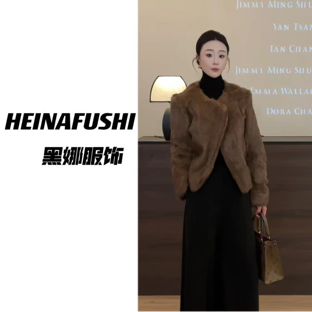 HEINA【经典兔毛】显瘦短款兔毛外套6170 q
