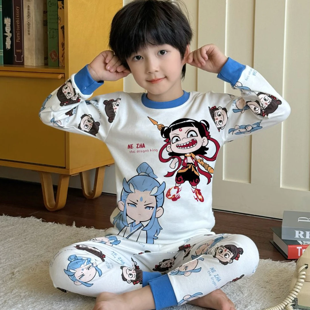 哪吒敖丙儿童内衣套装保暖男童秋衣秋裤纯棉秋冬款男孩睡衣棉毛衫