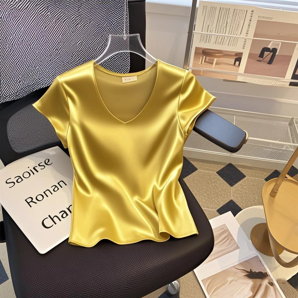 2025夏季新款洋气小众设计感百搭轻奢气质时尚高级感短袖上衣T恤