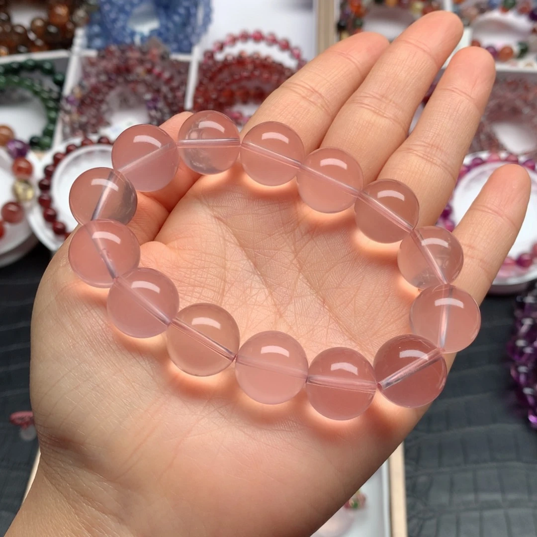 水晶手链未镶嵌冰橘粉15