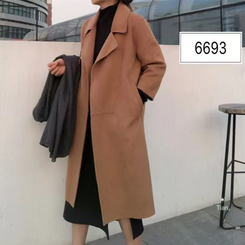 时尚女中长款毛呢外套气质秋冬6693