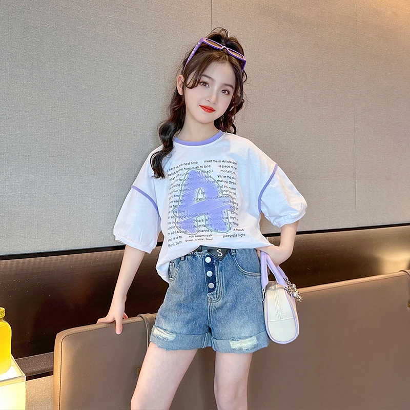 女童短袖夏装2025新款夏季潮儿童薄款上衣女大童洋气半袖TX5516