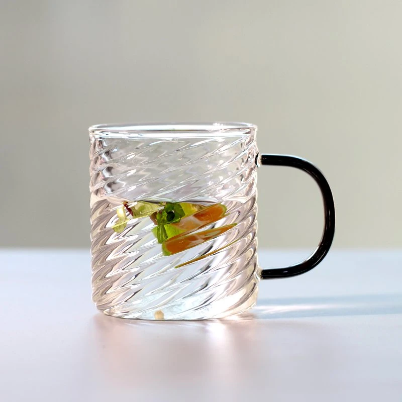 耐热防爆玻璃杯茶具咖啡杯大容量绿茶杯日式旋纹喝水杯花茶杯家用