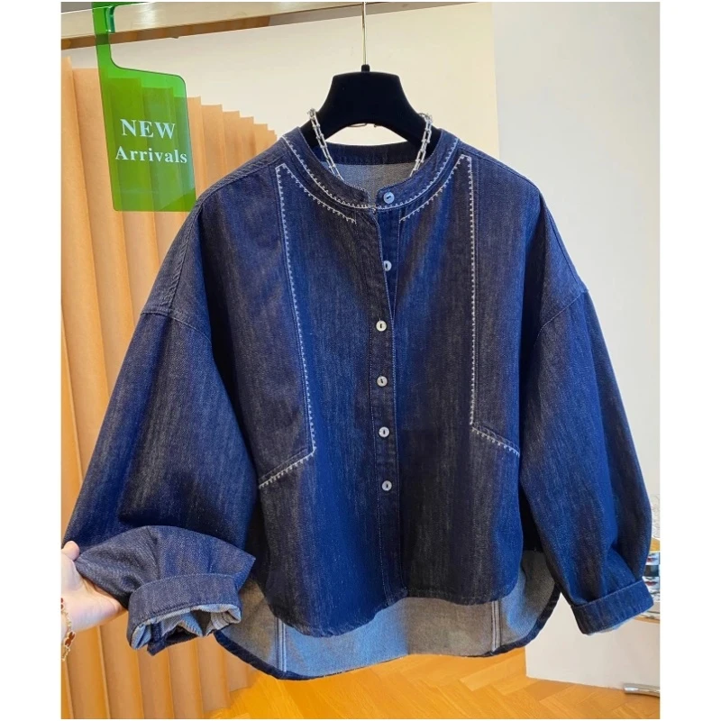 2-300斤加肥大码松弛感牛仔夹克衫2025春秋男女慵懒休闲宽松外套