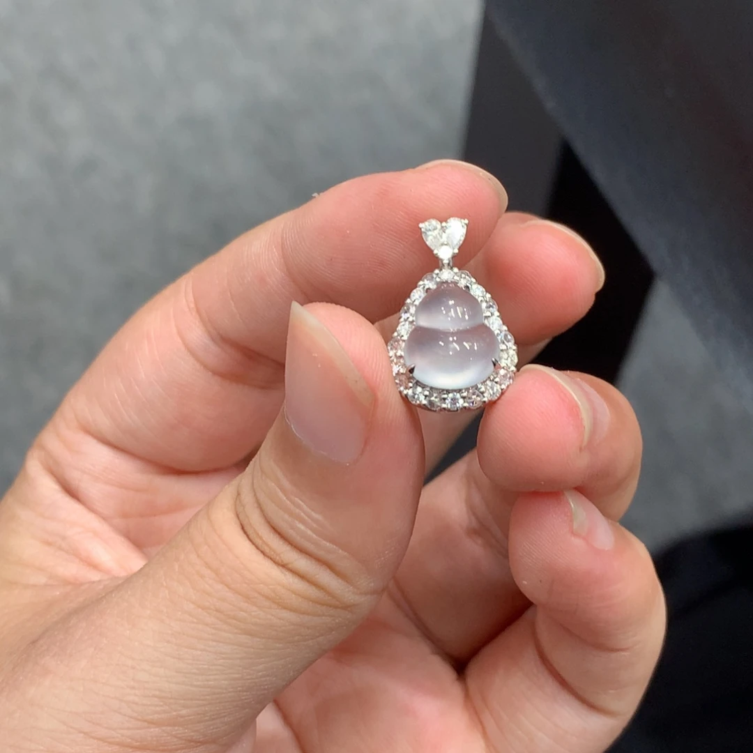 翡翠18K金镶嵌吊坠(不含链)吊坠