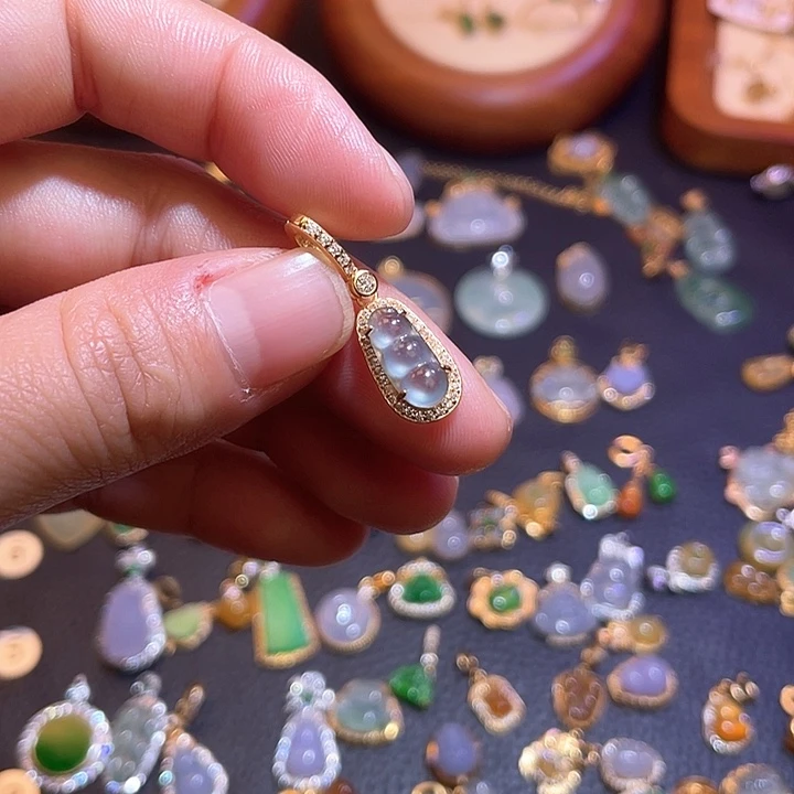 翡翠银S925镶嵌吊坠(不含链)天然翡翠