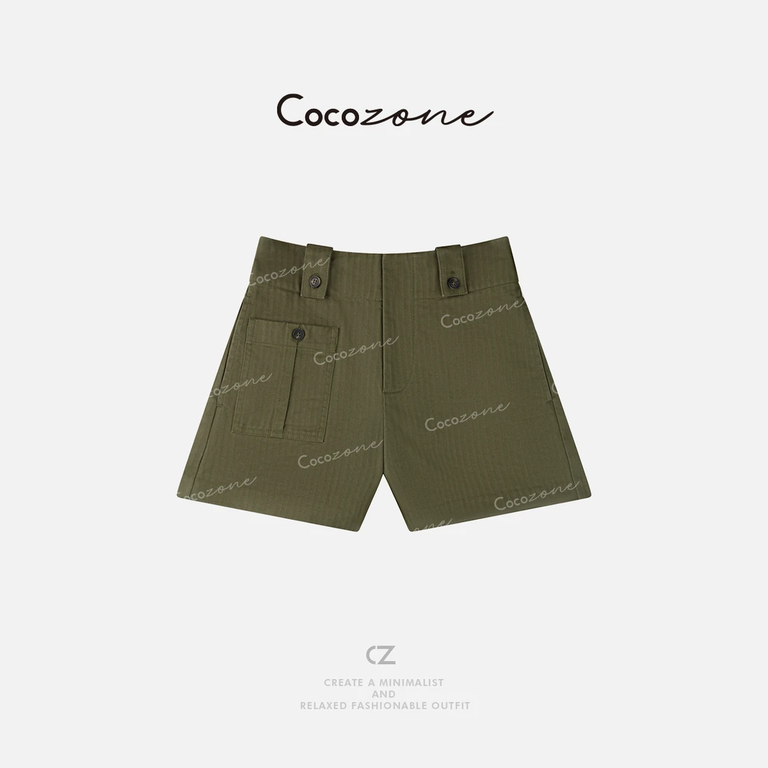 COCO ZONE 刘一一 【100棉】小众纯色活力显瘦直筒短裤CD1A0674