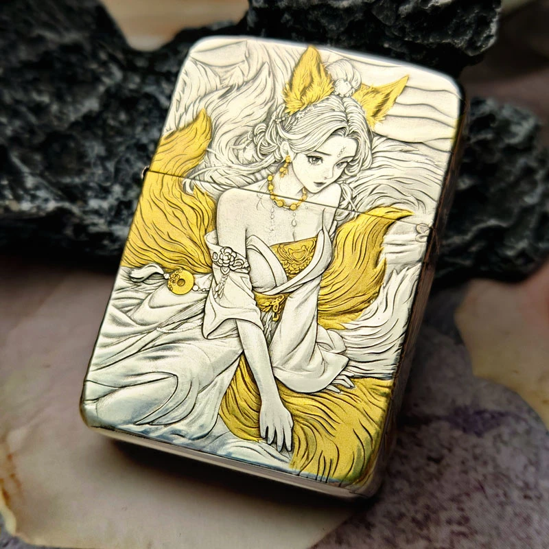 【老李鉴定】Zippo打火机正品1941复刻鎏金五面浮雕青丘九尾 防DYJ1