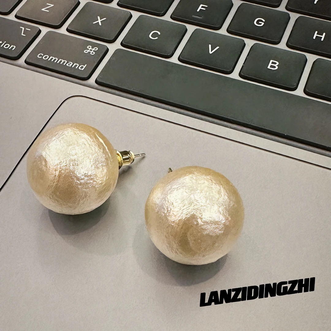 钛钢耳饰 「詹大强」高级复古轻奢款珠珠耳环