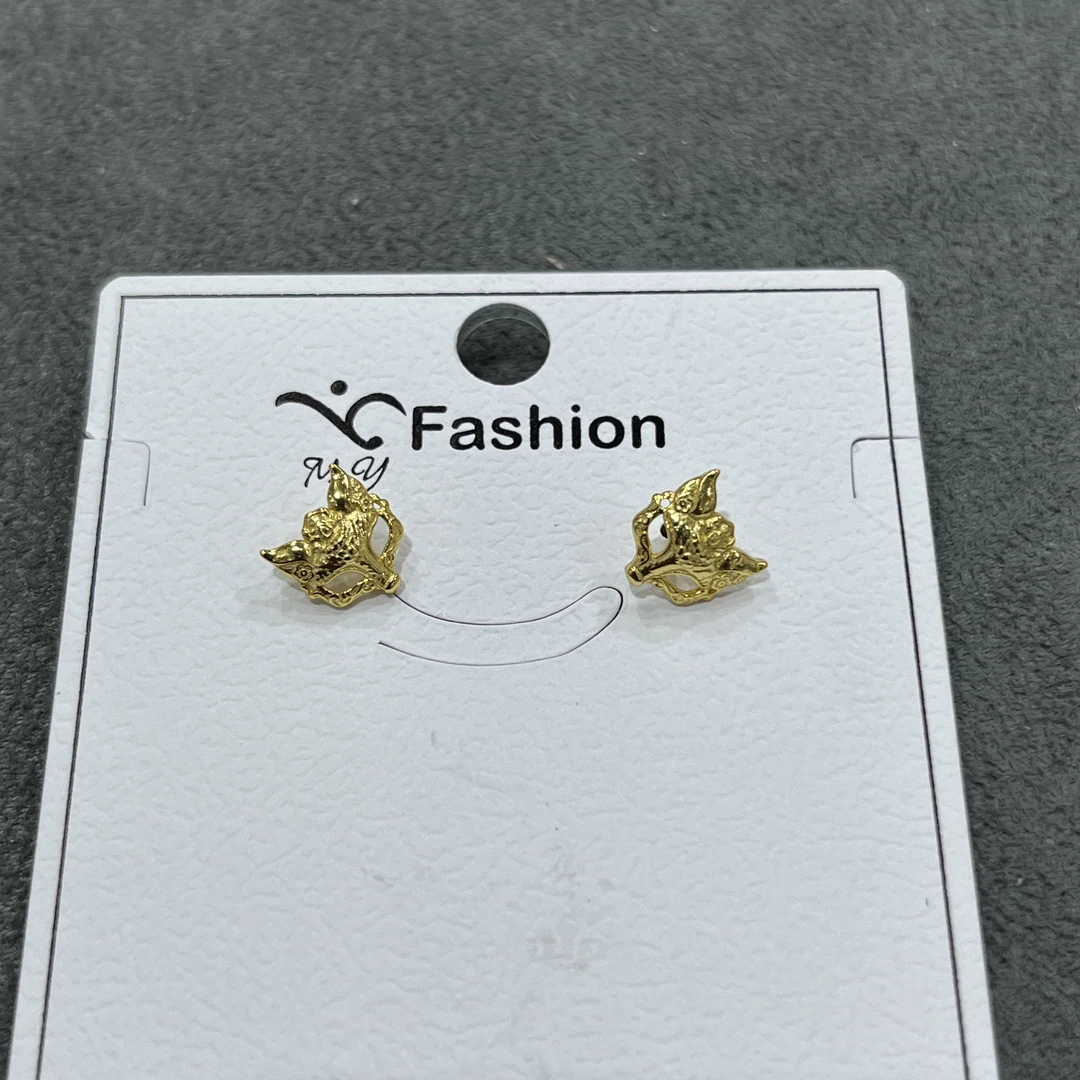 925银耳饰 【七七严选】s925银镀24k金狐狸面具耳钉TQ
