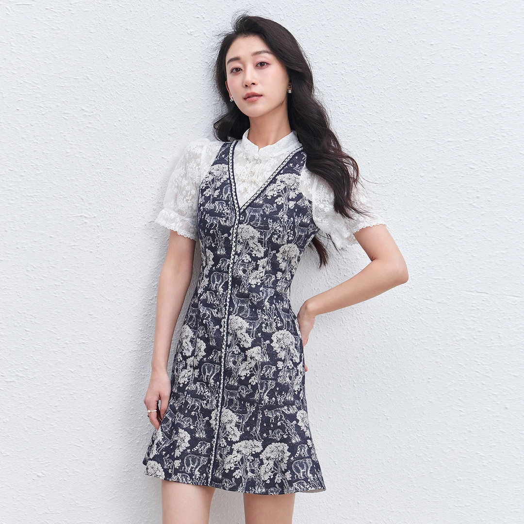 【白姐福利】EVA OUXIU/伊华欧秀千金风连衣裙52WAQ5896