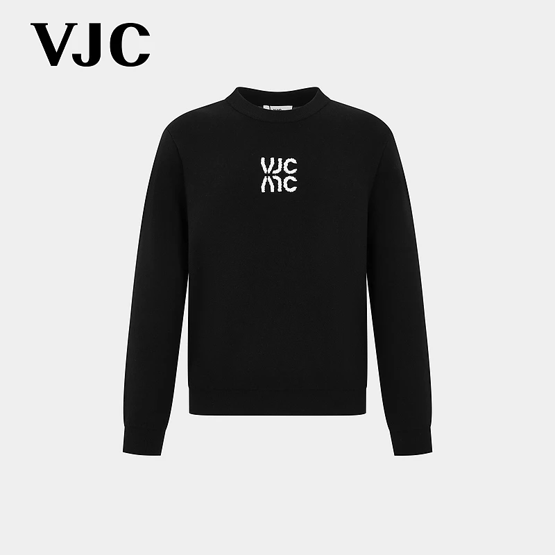 VJC/威杰思【立体刺绣】25秋冬男装三纱混纺半高领针织衫BBEDC2211