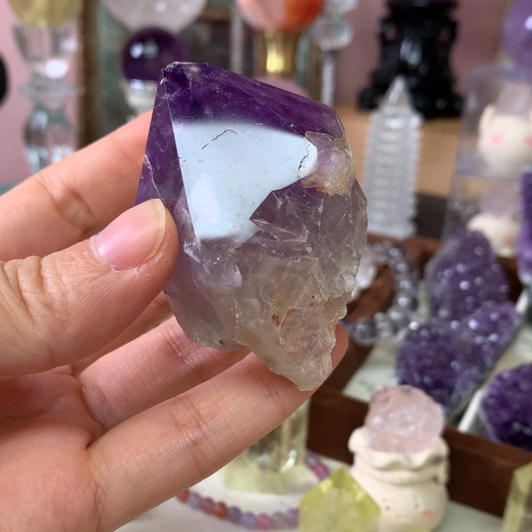 水晶珠宝半成品未镶嵌三**幸紫水晶