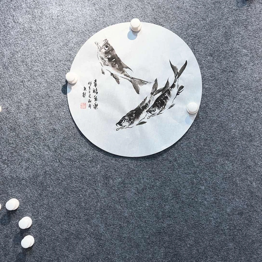 国画知鱼之纯手绘