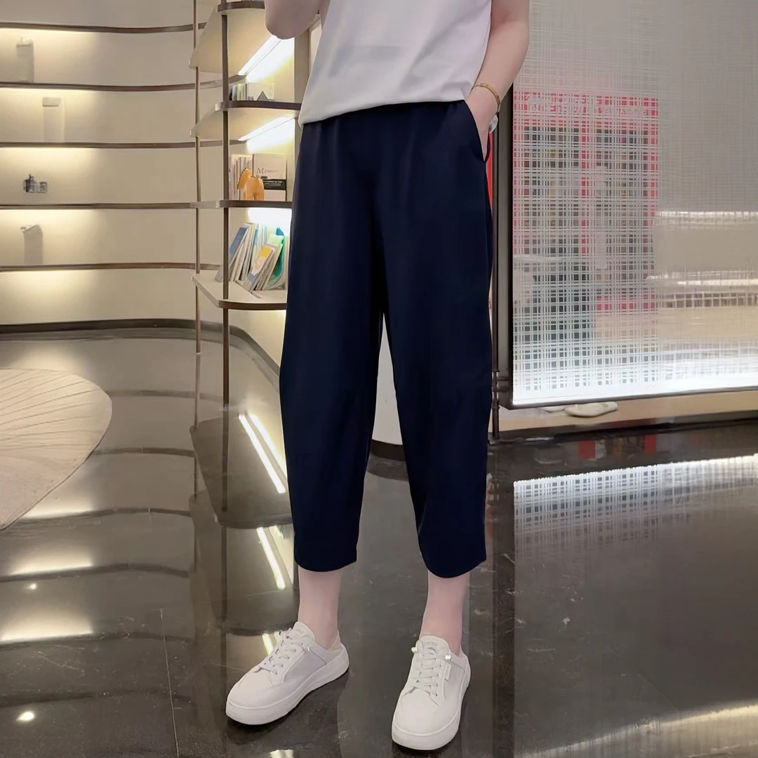 （美田定制）夏季新款女宽松显瘦透气速干哈伦九分气球裤