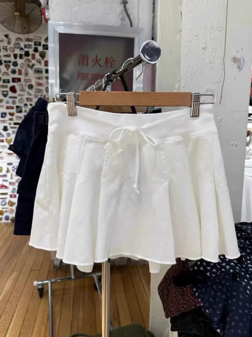 Brandy BM新款抽绳百褶半身裙女bm高腰显瘦纯色百搭短裙子