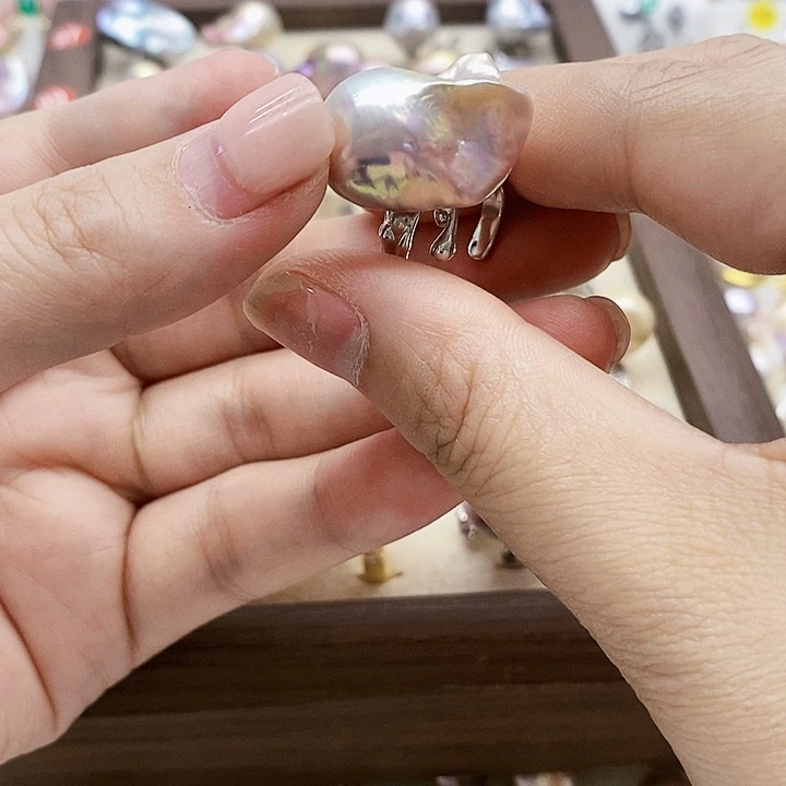 银S925镶嵌淡水珍珠耳饰姚*当