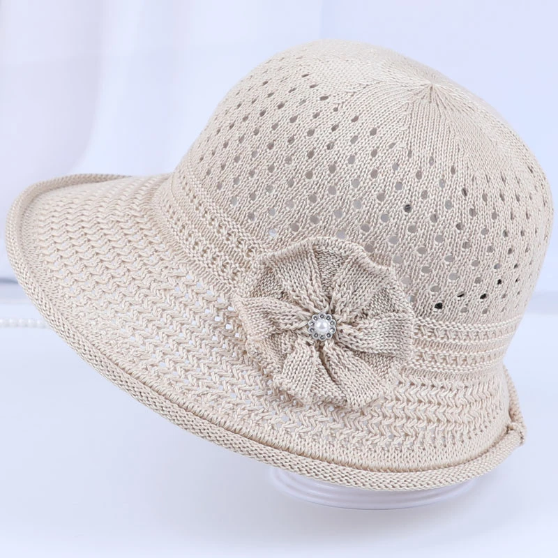 夏天老人帽子女奶奶透气遮阳盆帽妈妈渔夫帽薄中老年人凉帽太阳帽