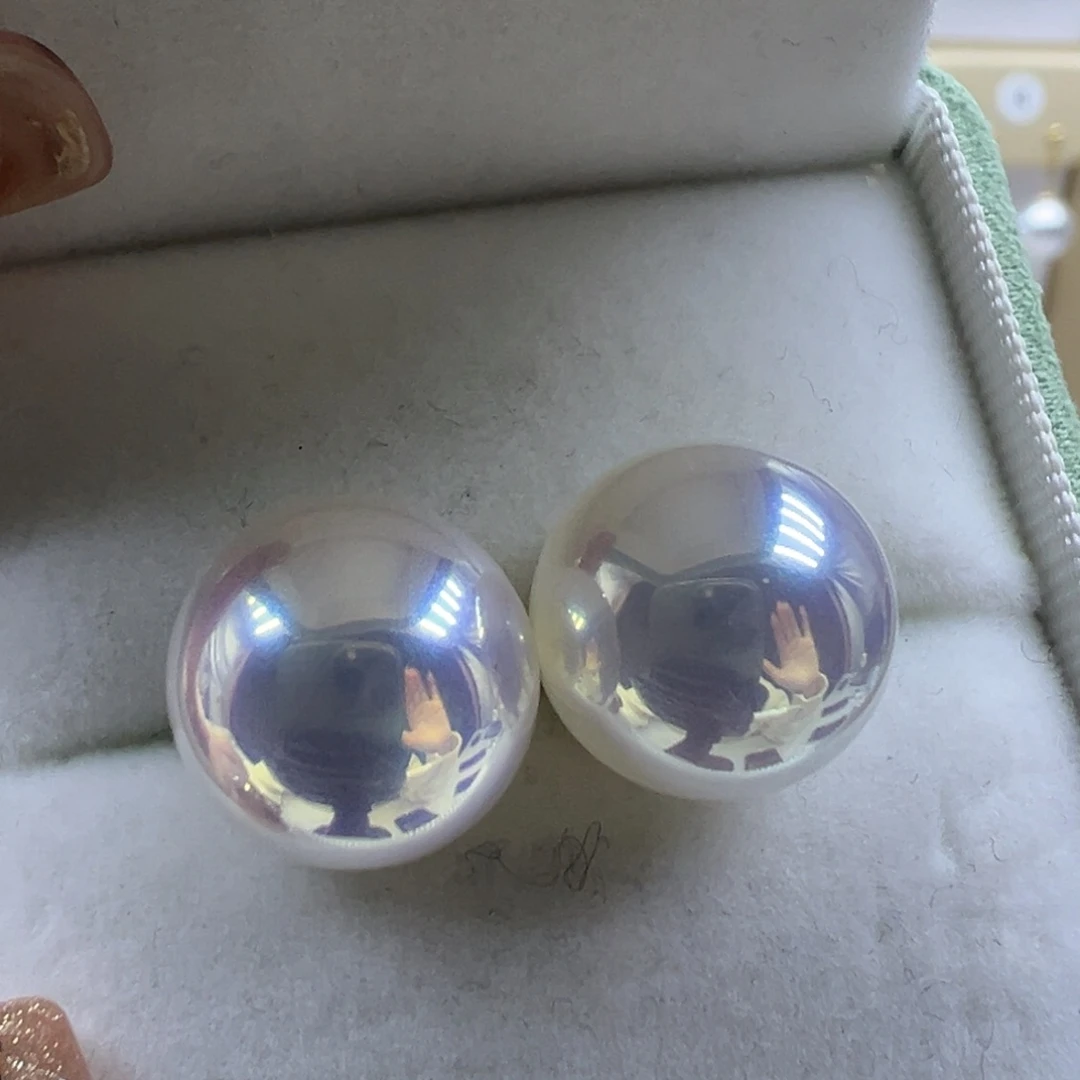 淡水珍珠银S925镶嵌耳饰