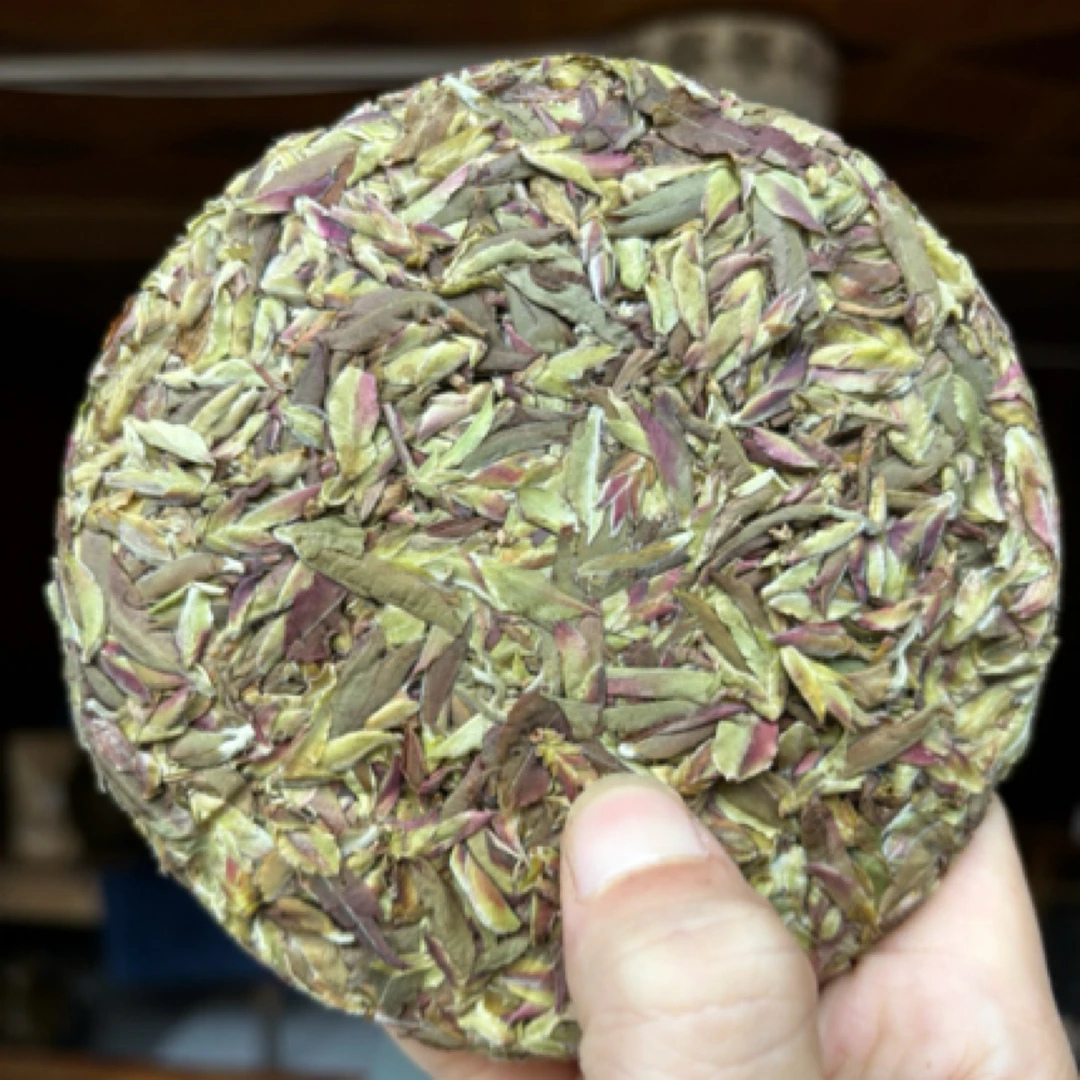 云南2025年古树早春野生《紫芽苞饼》玫瑰香桂花香白茶