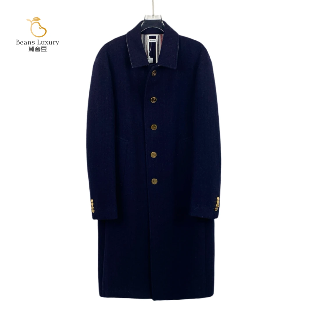 THOMBROWNE99新/潮奢豆 严选/藏青色羊毛翻领单排扣外套/X13129