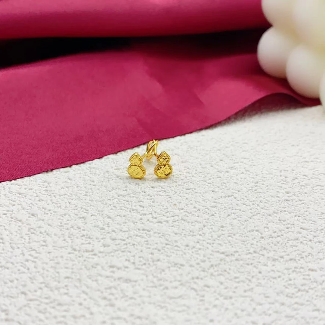 【木韵阁】足金999 黄金5G碎碎金葫芦耳钩耳钉 1.24