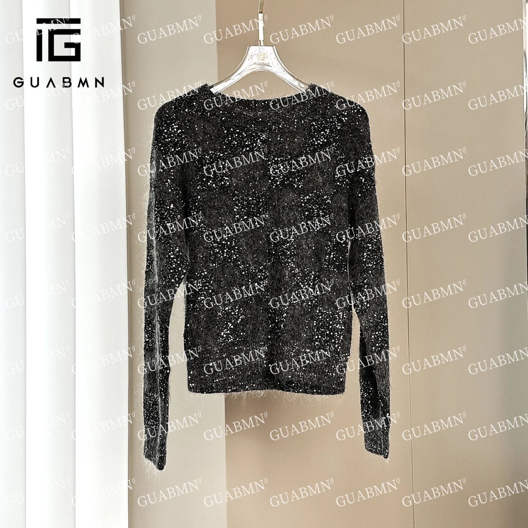 2024秋季新款名媛撞色方块毛衣上衣3313