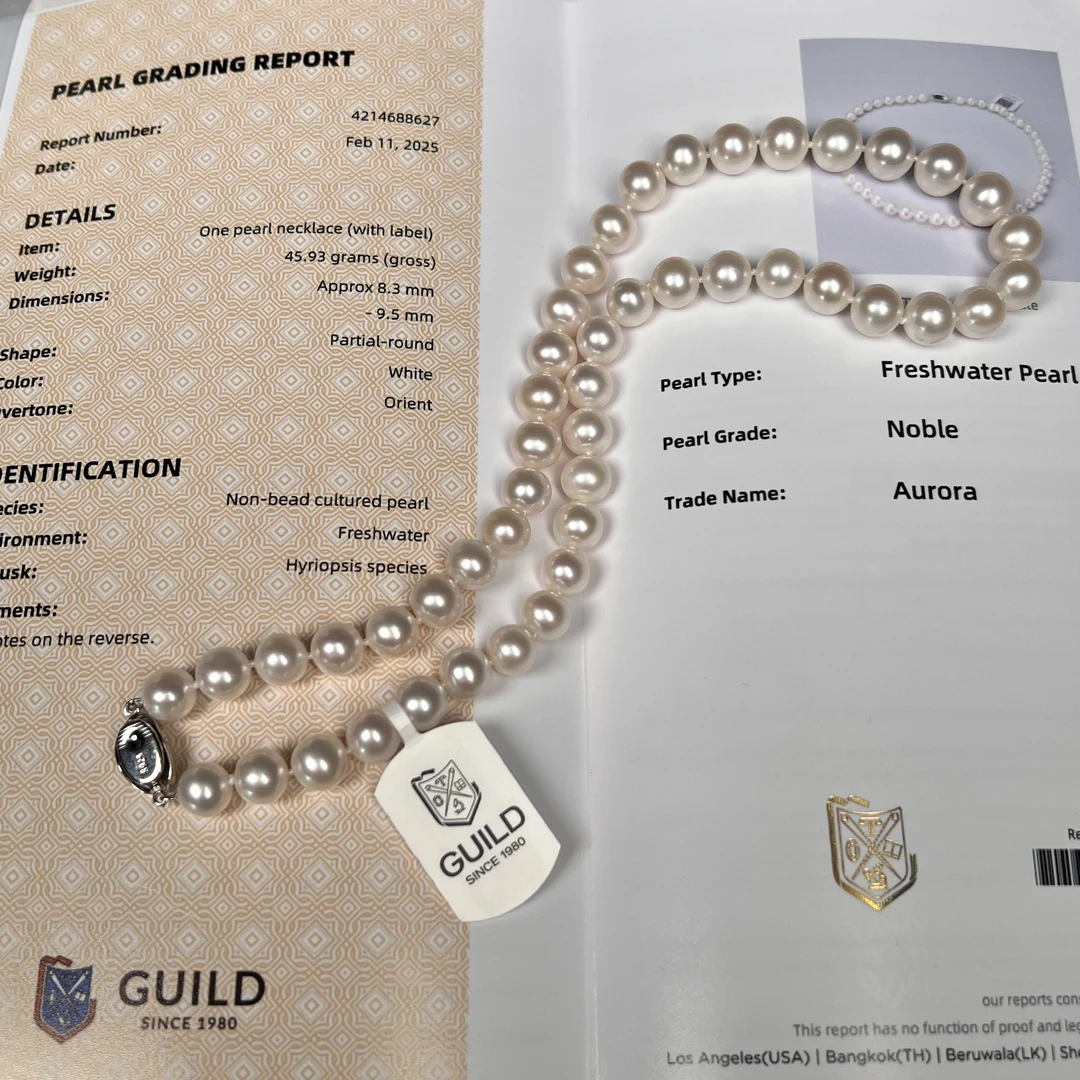 流光·五星欧若拉GUILD大证极光淡水无核珍珠8-9mm毕业级项链气质