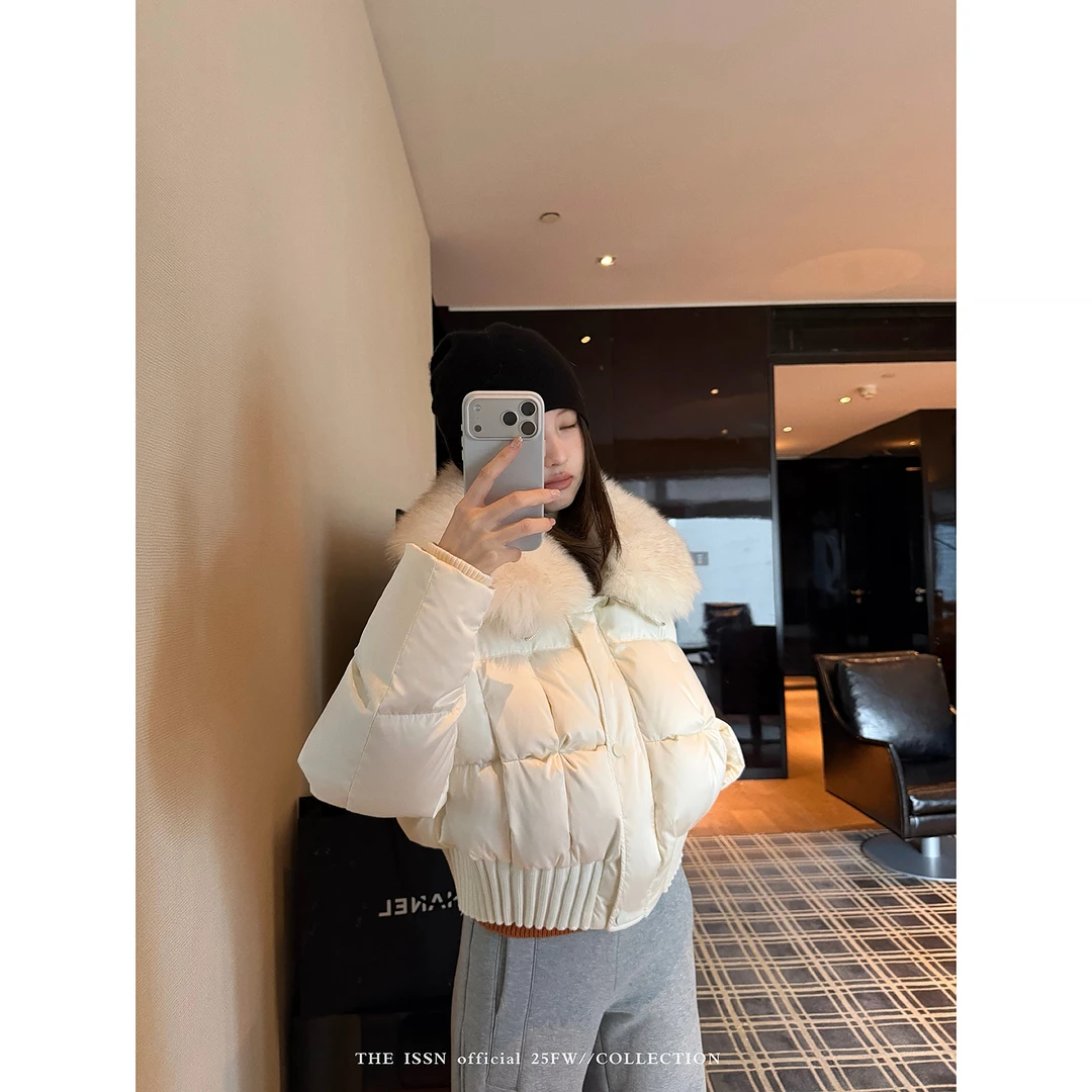 THEISSN宁司 狐狸毛领白鸭绒羽绒服女冬季保暖厚外套 10861