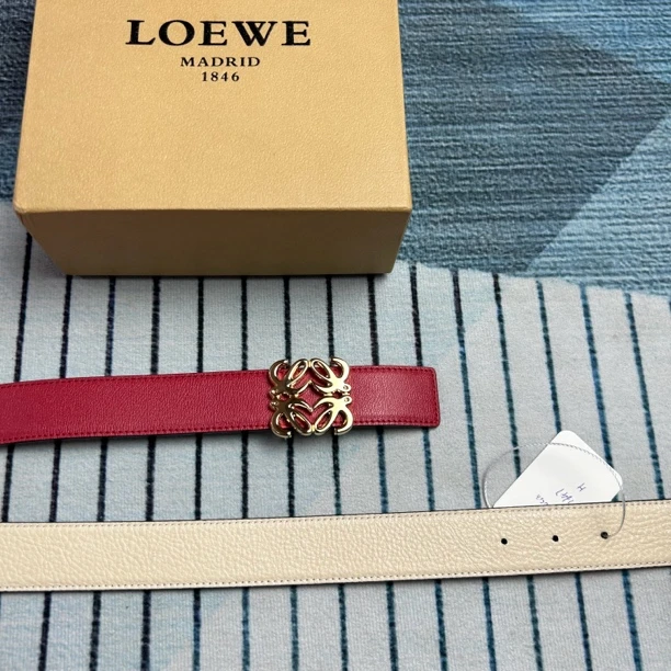 未使用 LOEWE/罗意威 罗意威双面红白配色腰带