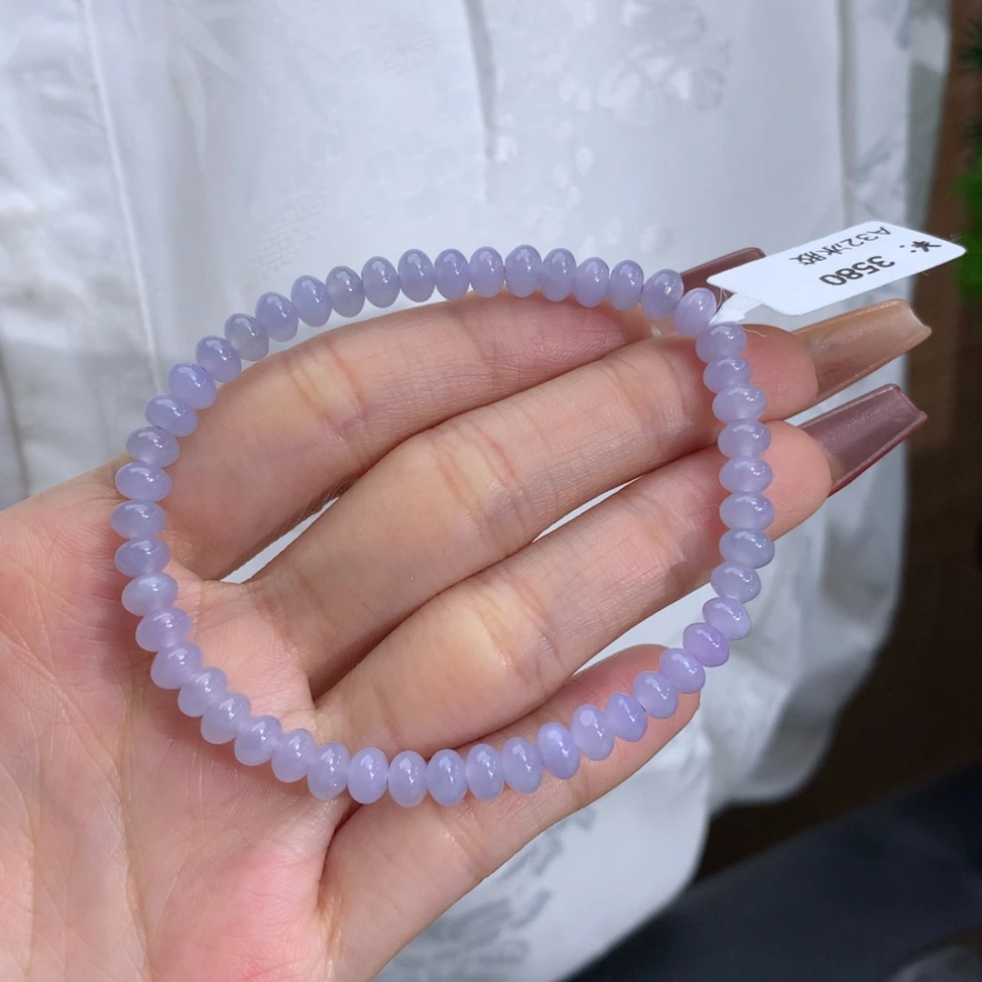 翡翠手链未镶嵌卡5.6冰胶紫鼓珠手串