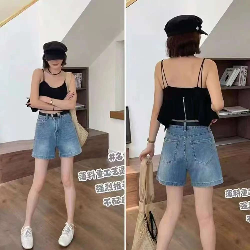 5308#夏季新款薄料满天星烫钻 短裤时尚显瘦遮胯百搭A版牛仔短裤
