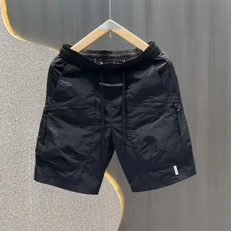 高档工装运动短裤男士夏季薄款纯色简约五分休闲裤潮流百搭沙滩裤