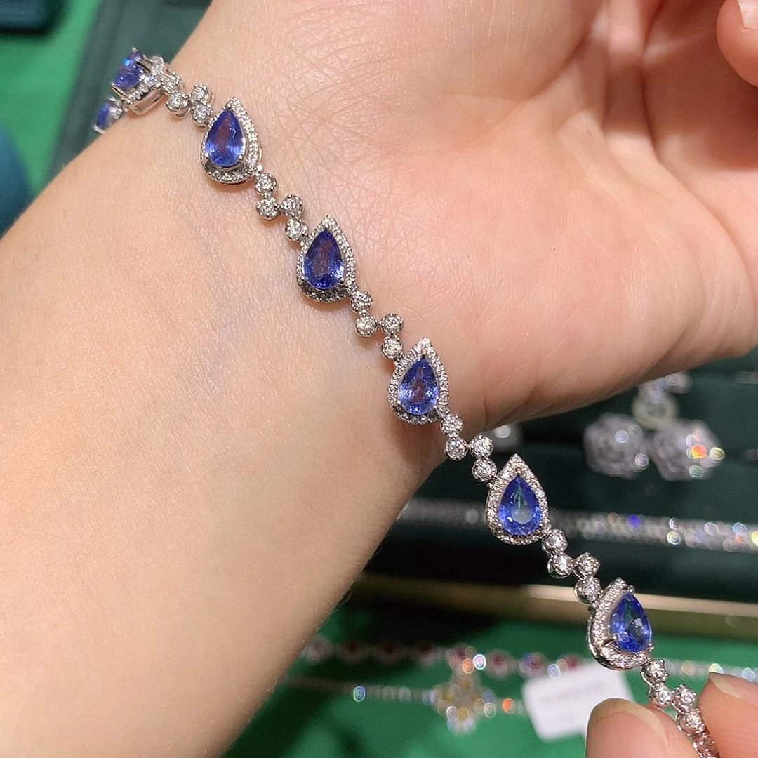 蓝宝石手链18K金镶嵌