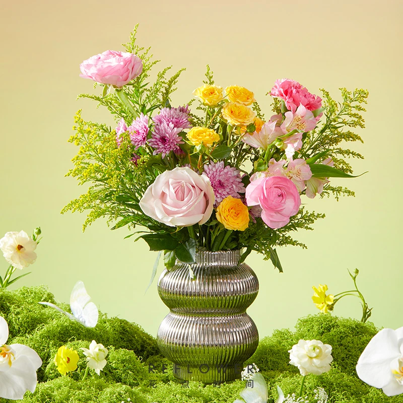 【花点时间】春季设计款鲜花「春风习习」亮粉色花束