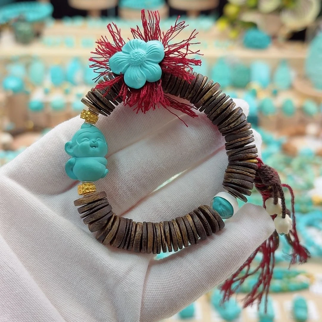 绿松石18K金镶嵌珠宝奇石