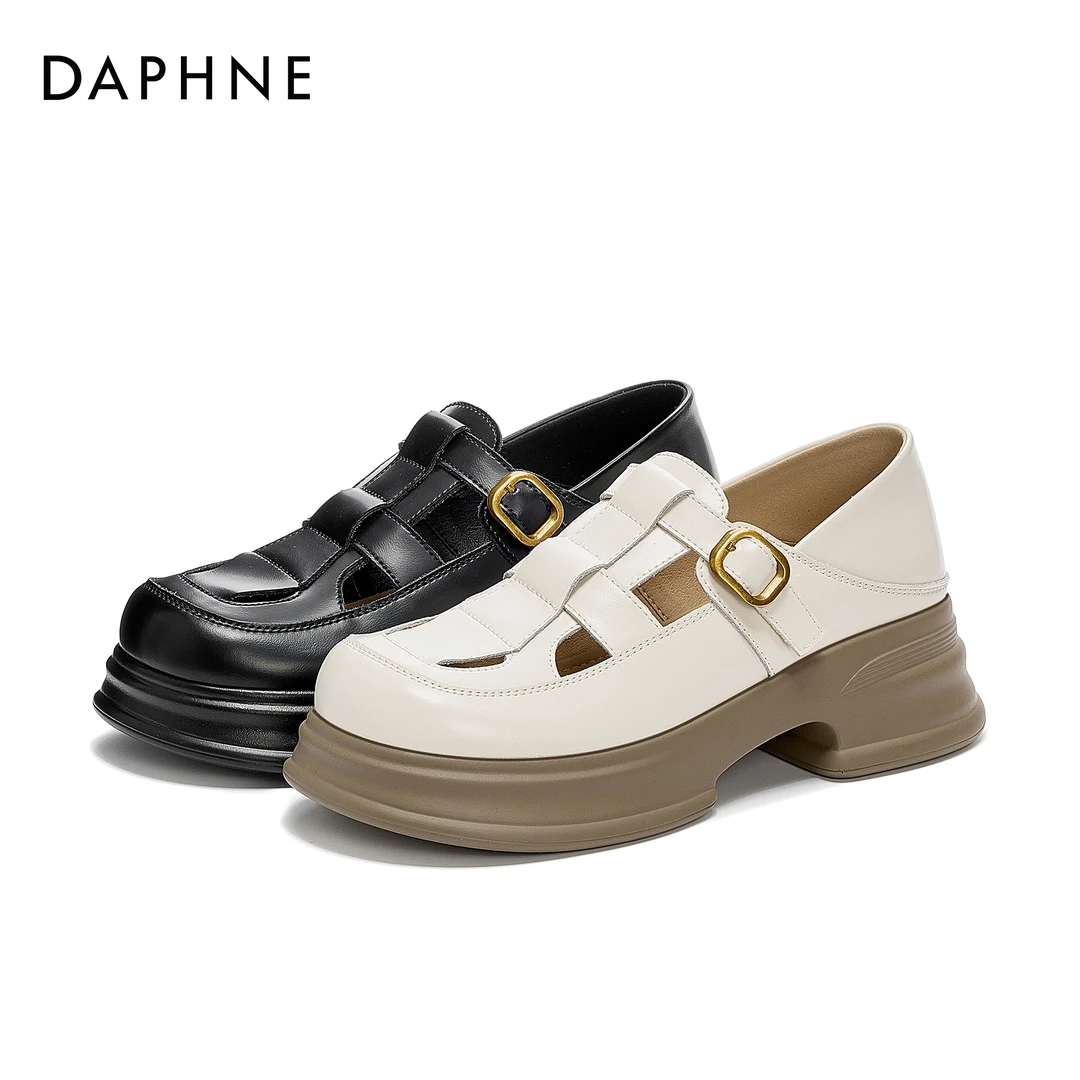 达芙妮罗马凉鞋女款2025夏季新款镂空包头凉鞋百搭配裙子高跟单鞋