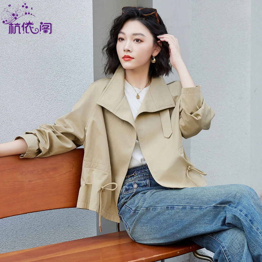 立领短款外套女2025秋季新款小个子韩系宽松休闲百搭洋气夹克上衣