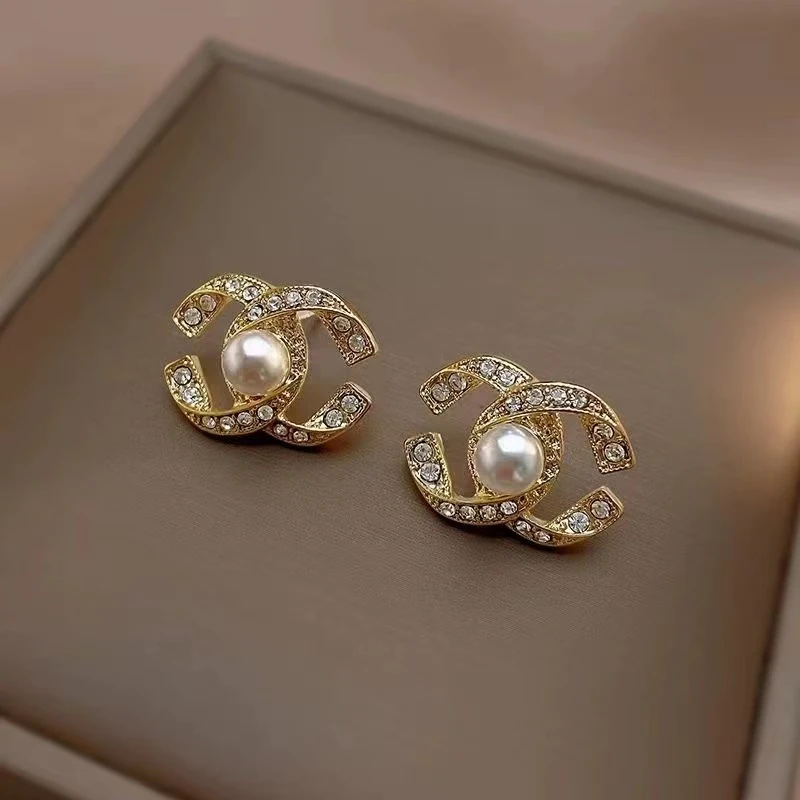 铜合金琉璃耳饰 9#925银针小香风高级感双C女2025时尚精致名媛质