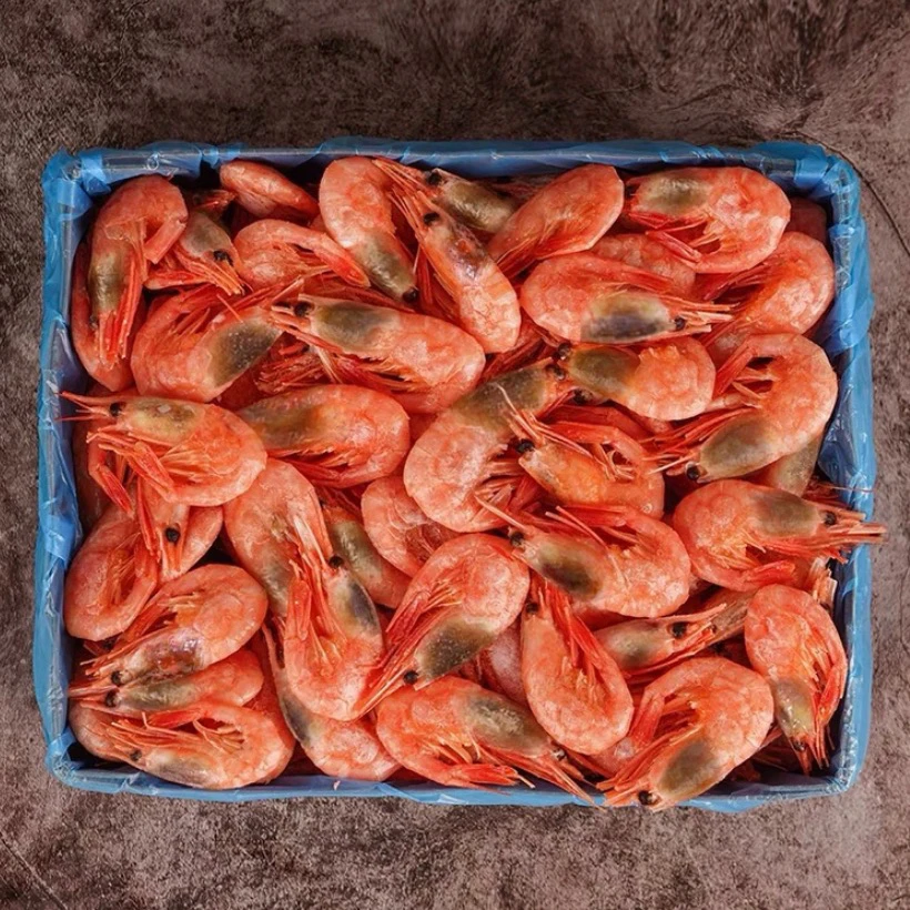 北极虾90-120【海藻头】净重3斤即食冰虾鲜活头籽海鲜水产冻虾