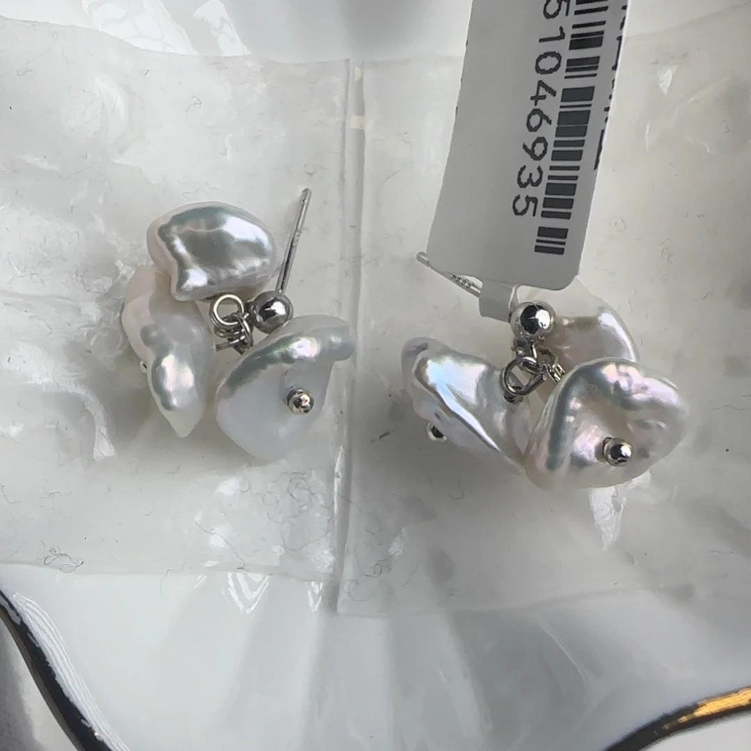 淡水珍珠耳饰银S925镶嵌