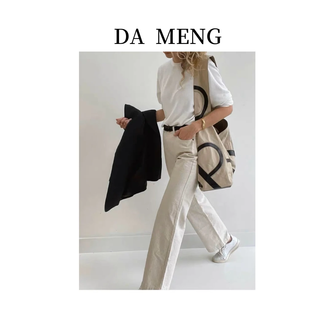 【2889直筒裤】天然环保棉籽壳燕麦奶白色水洗阔腿牛仔裤及地裤