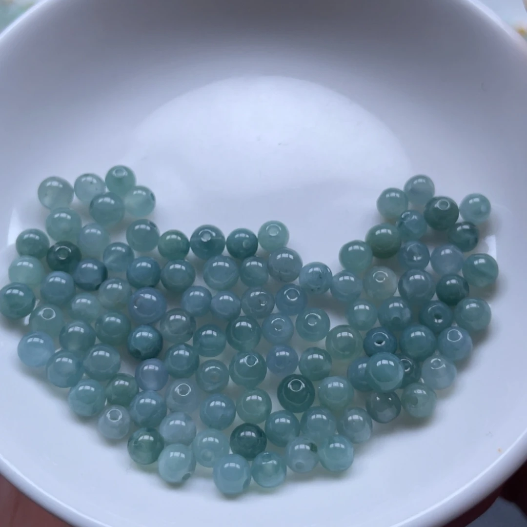 翡翠散珠冰蓝珠卡4发100