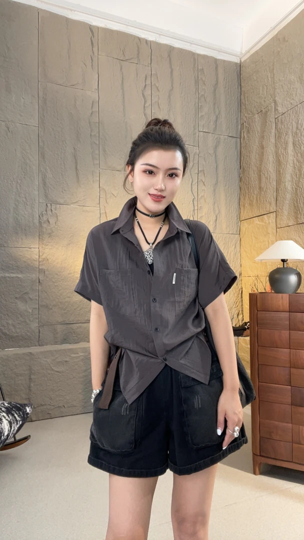 素格【9918】2025年夏季新款洋气短袖衬衫时尚百搭上衣